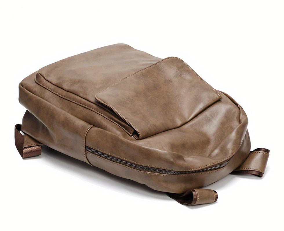Heren Leren Rugzak - Waterdichte Laptop Rugzak voor School en Reis 1