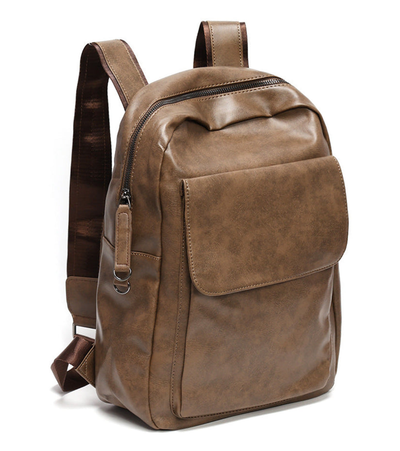 Heren Leren Rugzak - Waterdichte Laptop Rugzak voor School en Reis 2