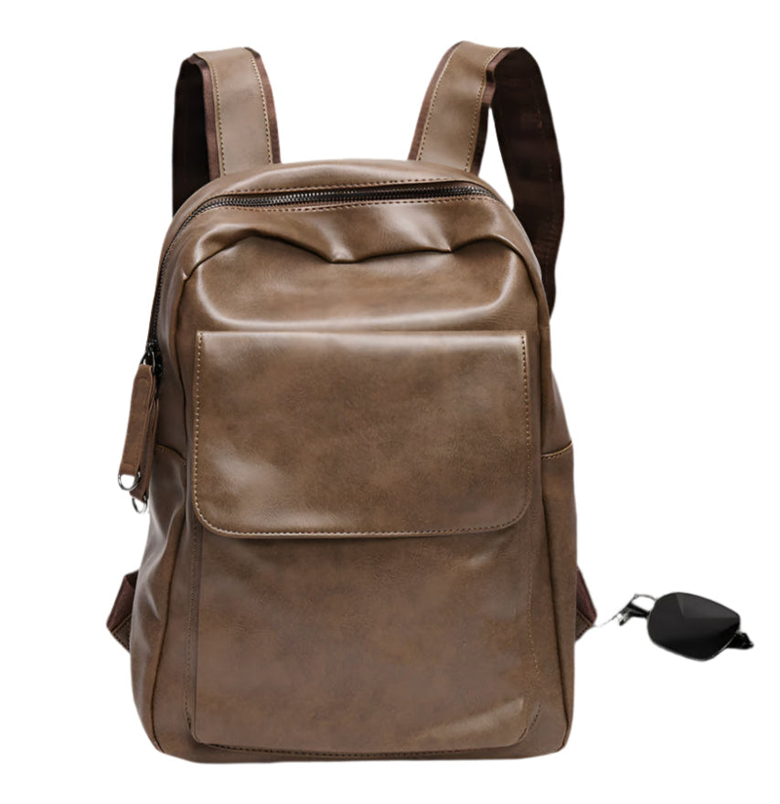 Heren Leren Rugzak - Waterdichte Laptop Rugzak voor School en Reis 3