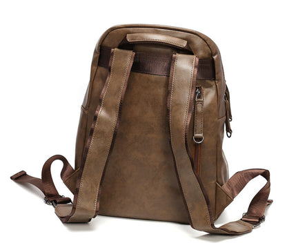 Heren Leren Rugzak - Waterdichte Laptop Rugzak voor School en Reis 4