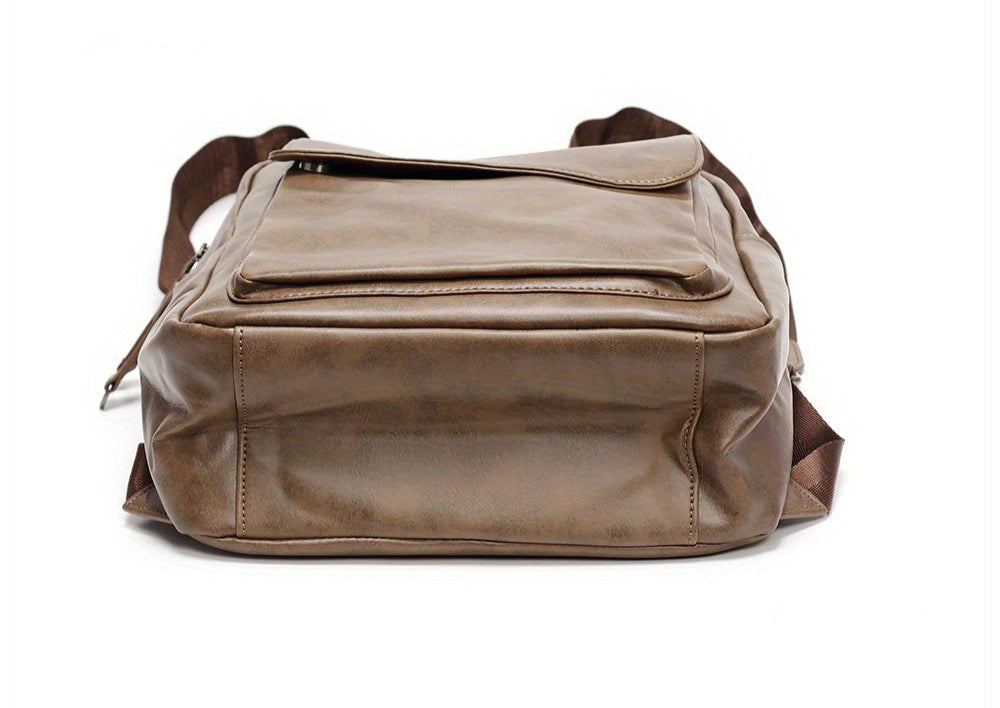 Heren Leren Rugzak - Waterdichte Laptop Rugzak voor School en Reis 8