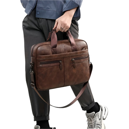 Leren Tas Heren - Waterdichte Laptoptas Vintage Schooltas 2