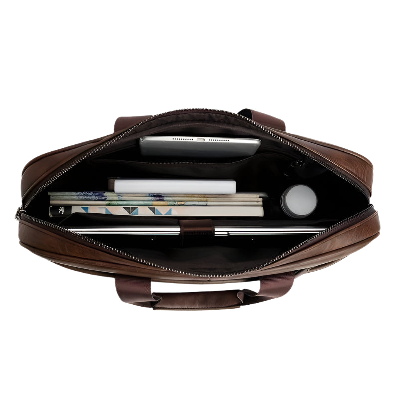 Leren Tas Heren - Waterdichte Laptoptas Vintage Schooltas 4