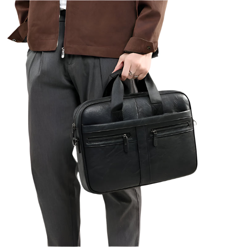 Leren Tas Heren - Waterdichte Laptoptas Vintage Schooltas 6