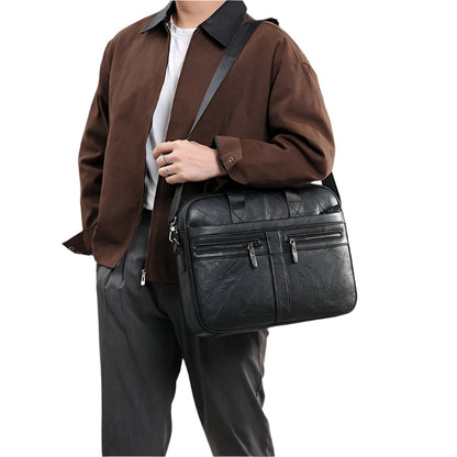 Leren Tas Heren - Waterdichte Laptoptas Vintage Schooltas 7