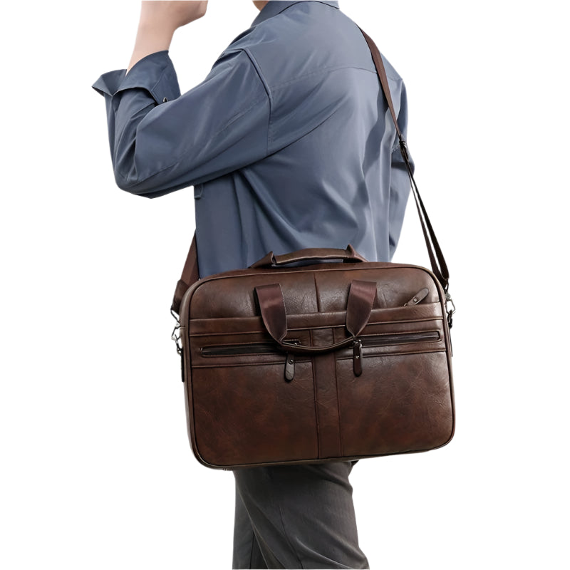 Leren Tas Heren - Waterdichte Laptoptas Vintage Schooltas 8