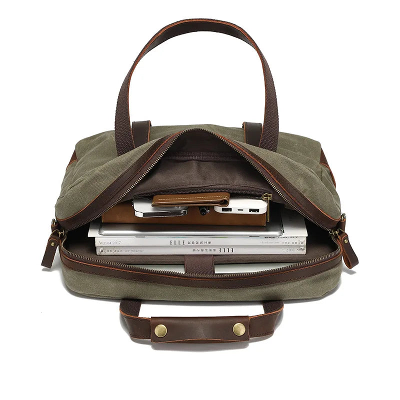 Vintage Laptoptas Heren - Waterdichte 15.6 Inch Canvas Tas 3