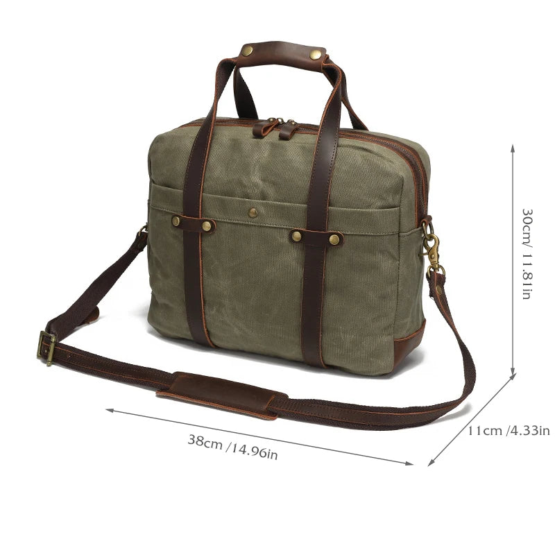 Vintage Laptoptas Heren - Waterdichte 15.6 Inch Canvas Tas 4